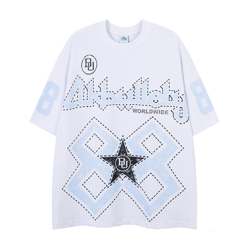 Designer 2025 Personalized Design Printed Loose Short Sleeved Men's T-shirt Ins Trendy Brand Fashionable Casual Versatile Top