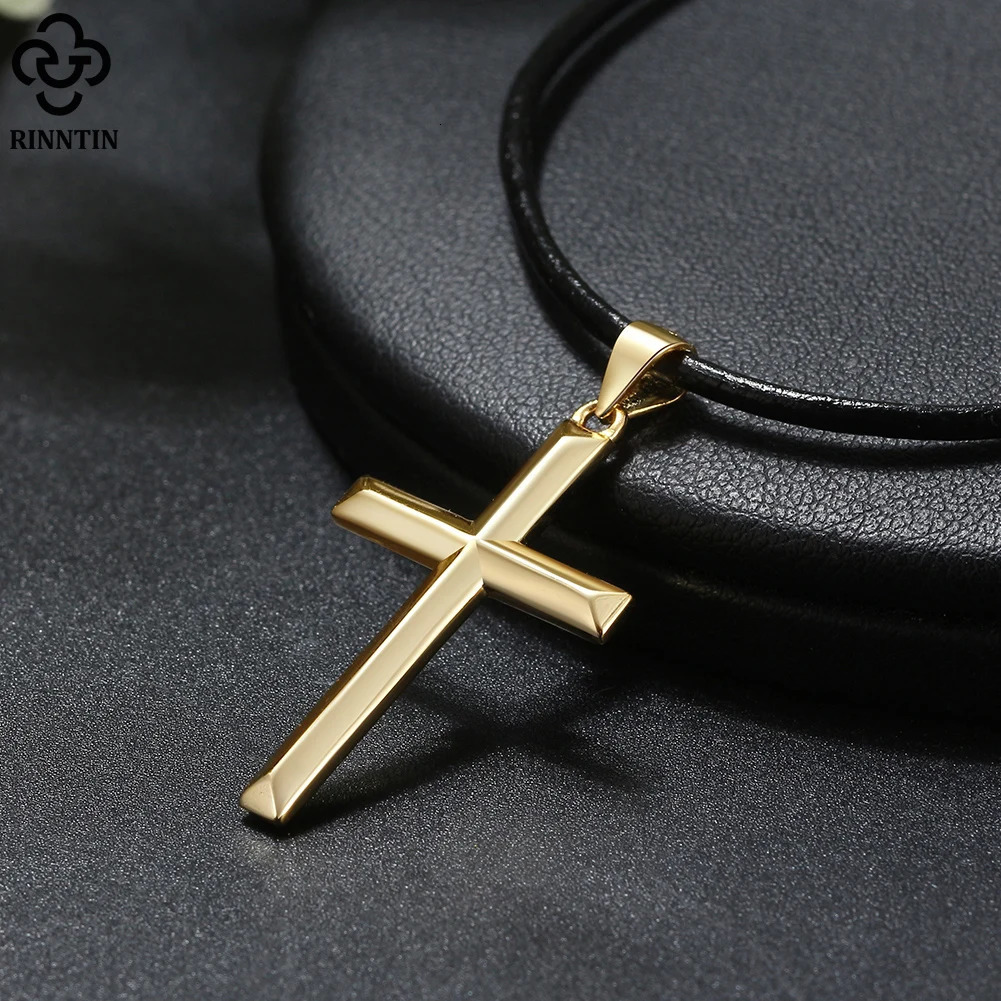 Rinntin 925 Sterling Silver Simple Cross Pendant for Women Men Pure Silver Fashion Christian Religious Jewelry Chain Gift SNMN01 250227