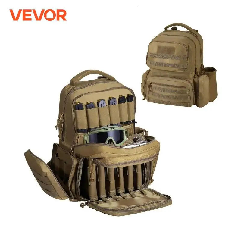 Ship from U.S. VEVOR Tactical Range Backpack 2/6 Pistols Gun Backpack with Independent Pistol Bags 6/10 Magazines Pistol Backpack for Outdoor 250227FB