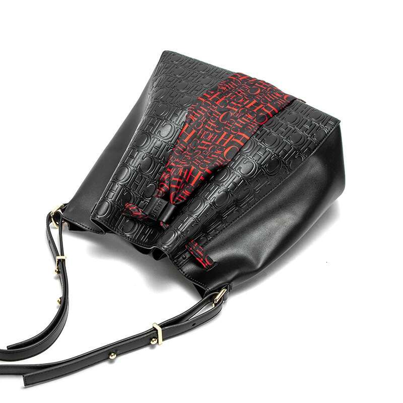 CH Brand Women's PU Bucket Large Capacity Shopping Travel Commuter Shrink Scarf Fashion Shoulder Bag