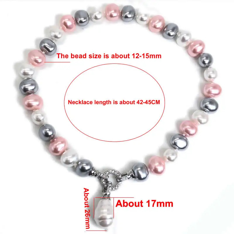 Multiple colors Elegant Classic Jewelry 12-15mm Large Shell Pearl Necklace for Women 42-45CM Length sweater chain 250222