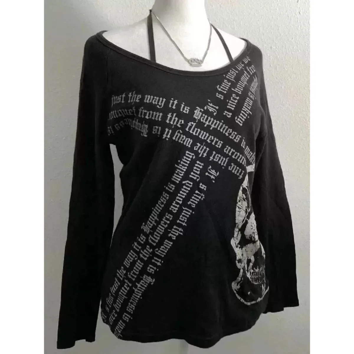 Y2k Emo Women Korean Streetwear Long Sleeve Acubi Fairycore T-shirts Skull Print Tshirt Goth Punk Oversize Top 2000s Alt Clothes 250227