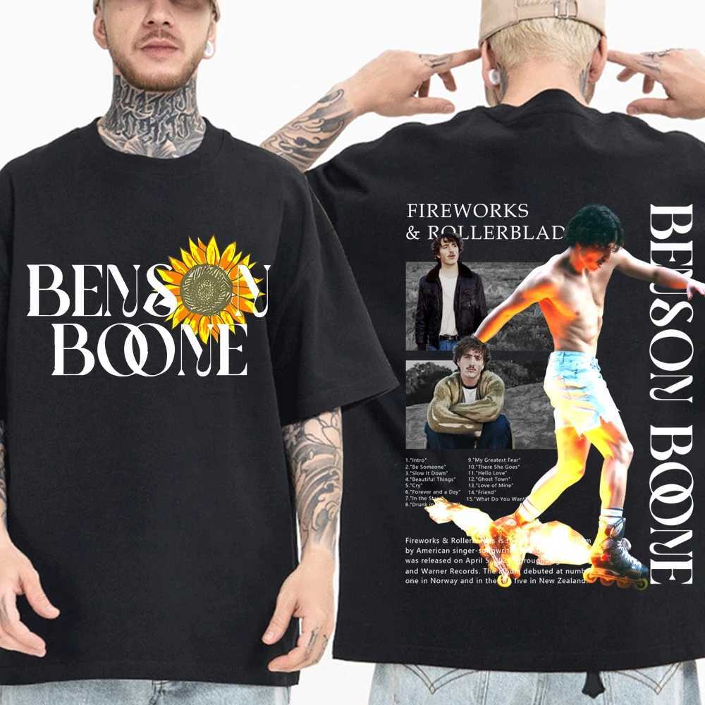2024 Popular Singer Benson Boone Shirt Benson Boone Fireworks Rollerblades Tour Tshirts Hit Me Hard and Soft Tops X250227