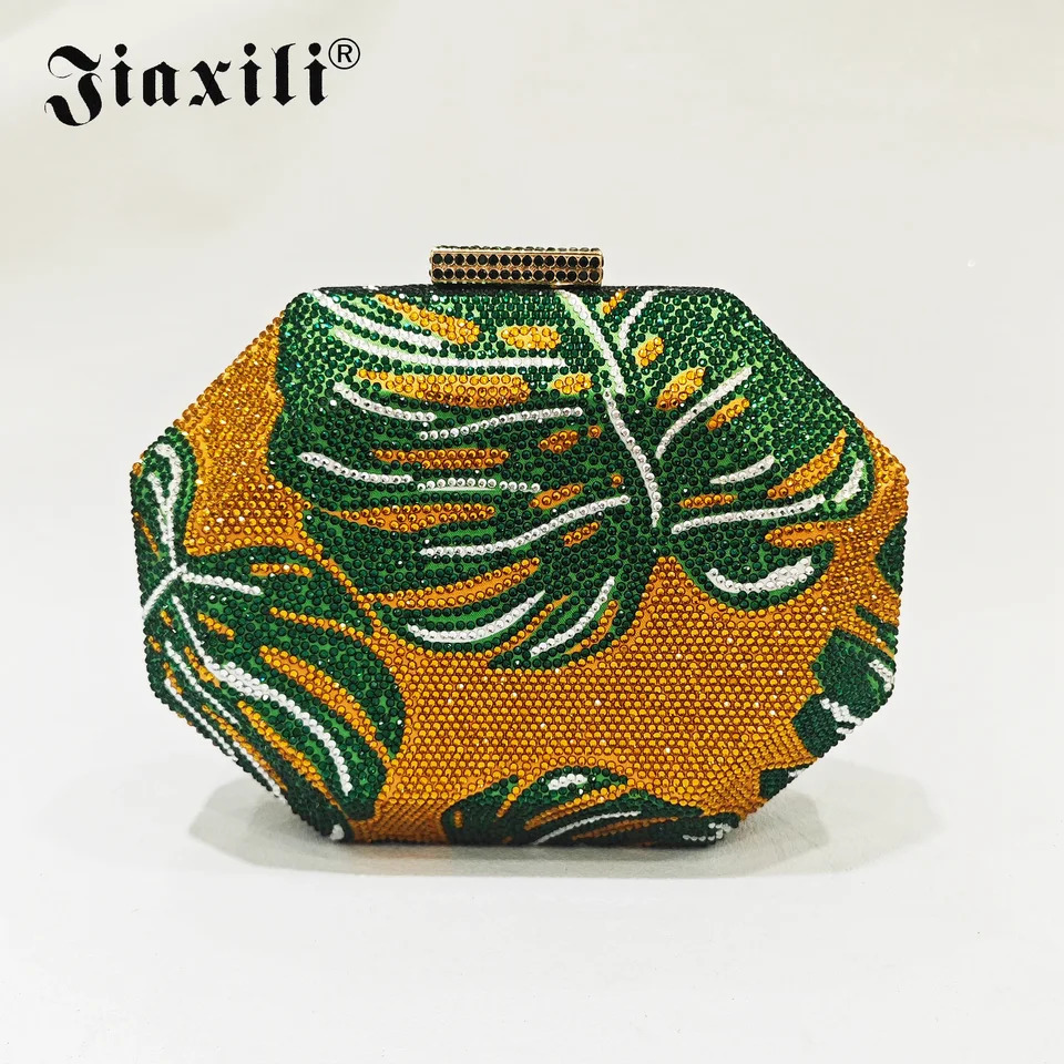 JXL y Green Leaf ner Womens Wallet Evening Package Pink Clutch Soiree Festival Fashion 250226