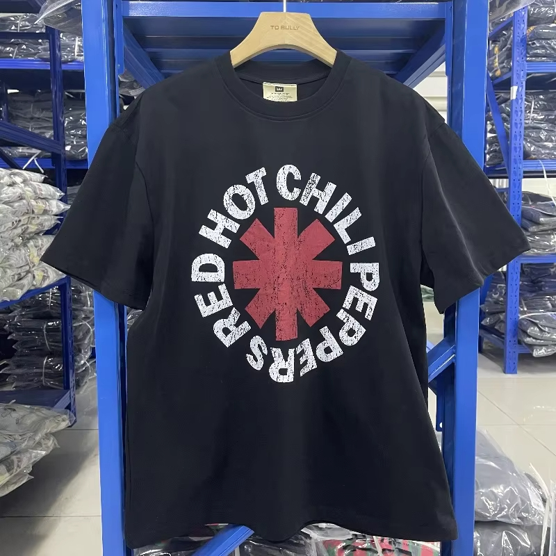 Black pure cotton retro printed mens t shirts