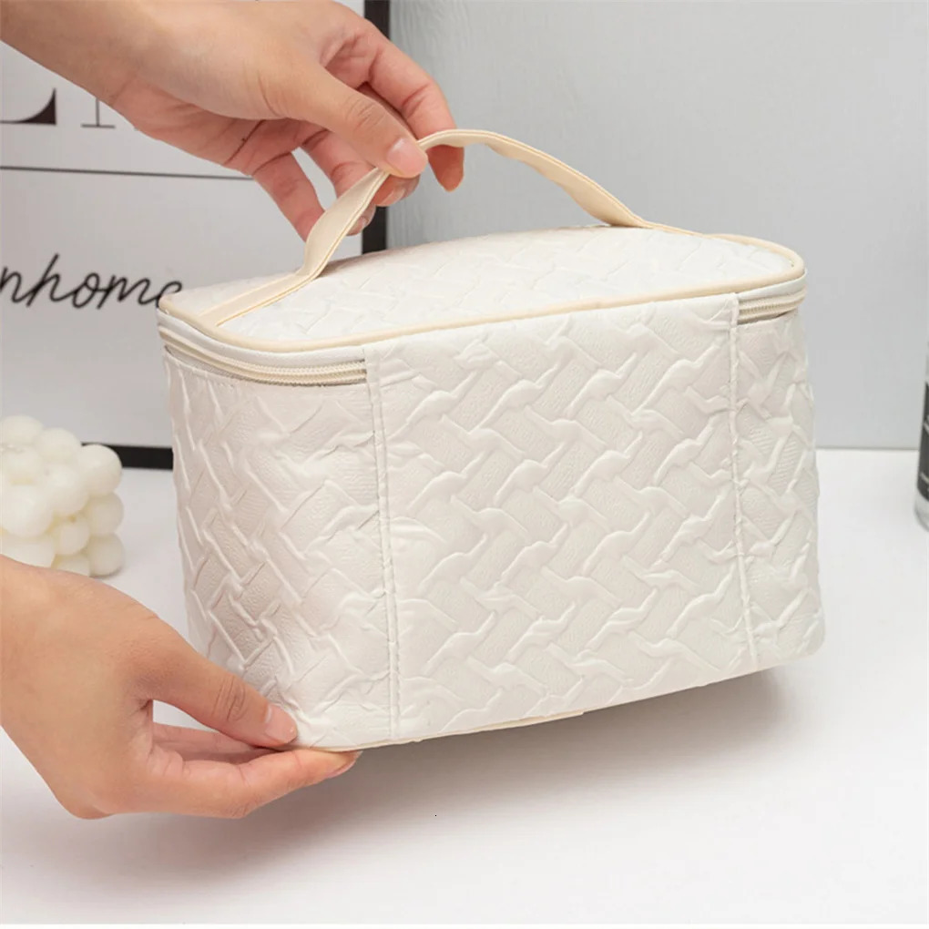 Ship from US Premium Large capacity Portable Travel Makeup Bag Multifunctional Cosmetic Organizer Stainresistant Handheld Square 250227FBB