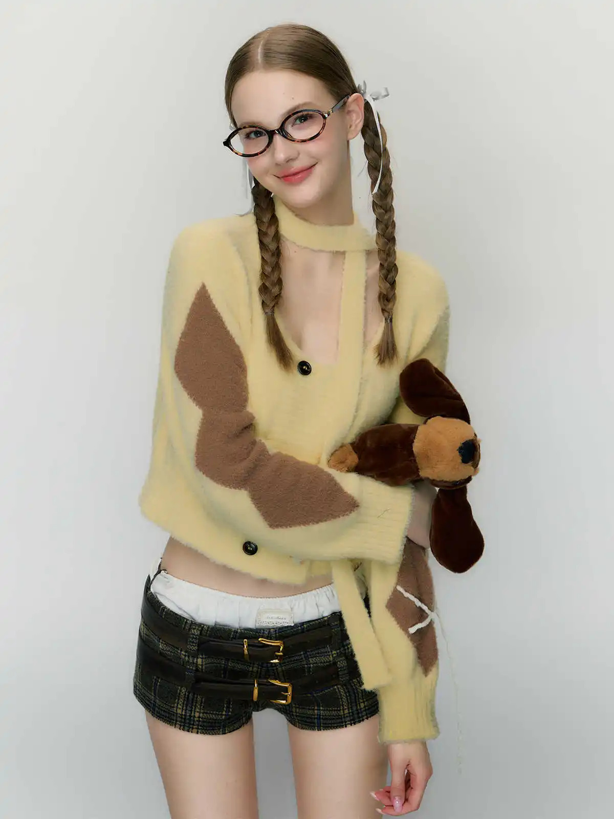 Autumn/Winter Womens Y2k Gyaru Wool Patch Shorts Low Waist Longevity Strips 2000s K-pop Japanese Harajuku Cyberpunk Pants 250225