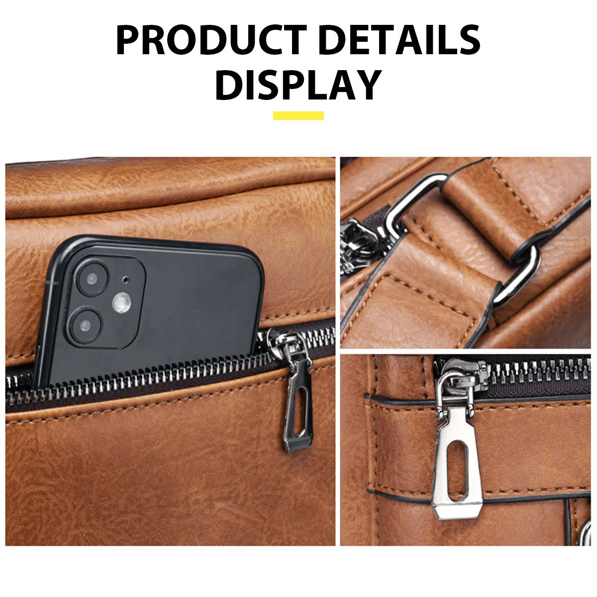 Ship from US Men Shoulder Bag for 97 iPad PU Leather Flaps Mens Crossbody Bags Business Flap Male Solid Messenger Travel 250227FBB