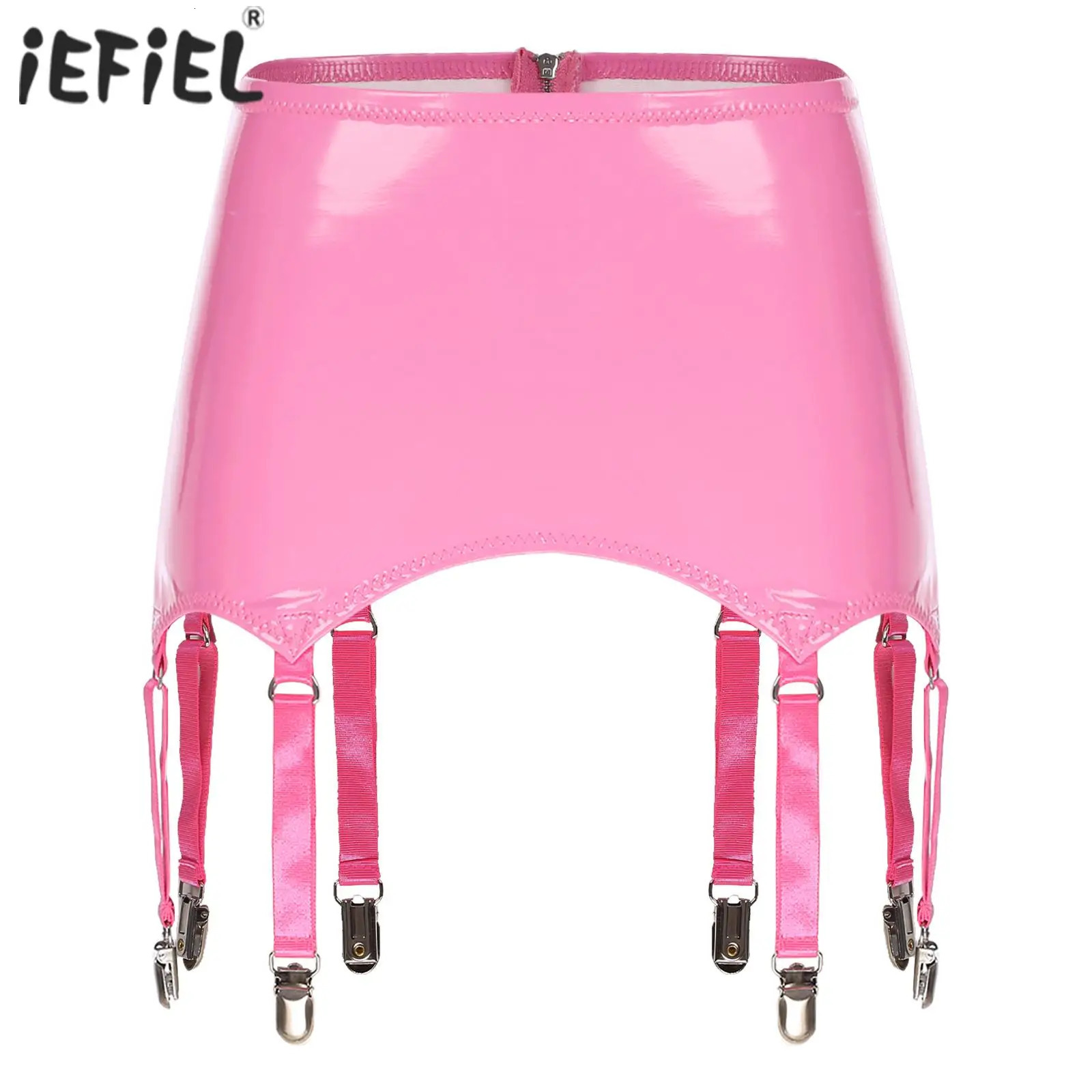 Womens Patent Leather Garters with Metal Clips for Stockings Underwear Lingerie Punk Gothic Clubwear Intimates Accessories 250227