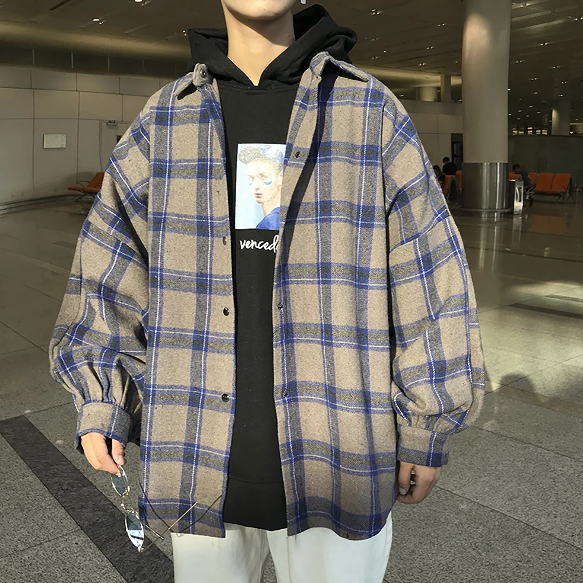 LAPPSTER Y2k Harajuku Korean Fashions Plaid Shirt Long Sleeve Fall Man Streetwear Flannel Shirts Mens Casual Vintage Clothes 250226