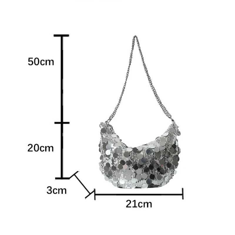 New Arrival Evening clutch bag Korean chain sequin cross body bag dinner party wedding wallet handbag womens armpit shoulder cross body bag T250227