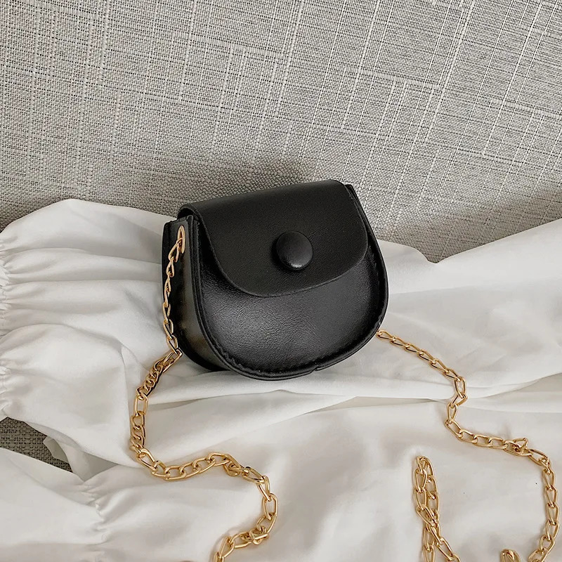 Ship from US Elegant womens bag autumn mini solid color shoulder fashion chain crossbody saddle 250227FBB