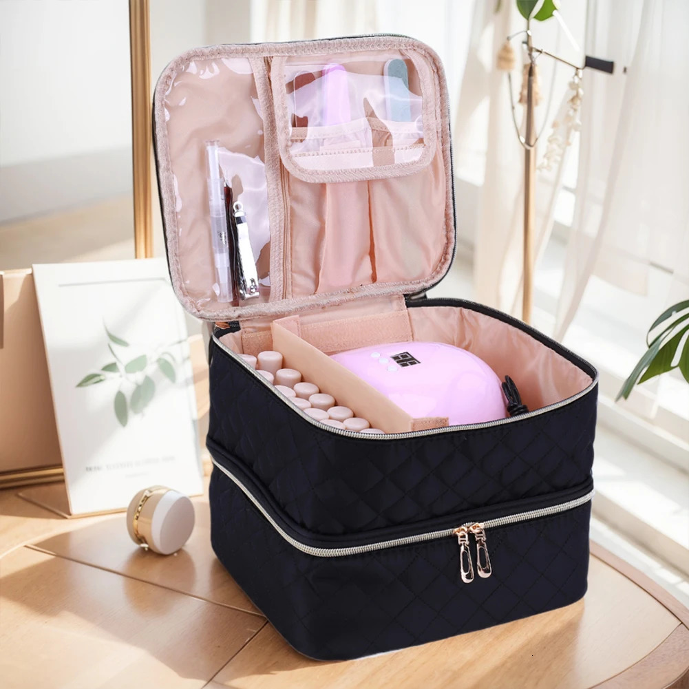 Ship from US DoubleLayer Nail Polish Storage Bag Holds 30 Bottles Kit Supplies Organizer Case Cosmetic for Manicure Tools 250227FBB