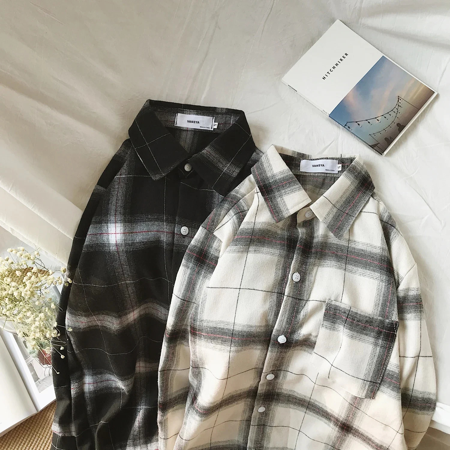 Spring Fashion Plaid Shirts Oversized Long Sleeve Shirt Men Loose Casual Flannel Checkered 250226