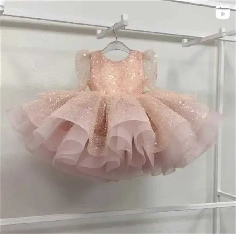 Girl's Dresses Girls Sequin Long Sleeved Dress Princess Fashionable Lace Fluffy Dress Carnival Birthday Party Performance Costume 1-12Years Old Y