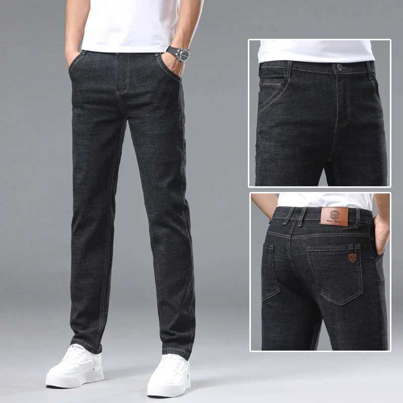 Mens High-end Business Slim Fit Straight Elastic Casual Jeans Classic Fashion Cotton Soft Comfortable Denim Trousers X250227
