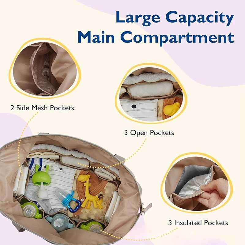 Diaper Bags Mommy Diaper Bag Baby Stroller Organizer Backpack Large Capacity Outdoor Travel Maternity Bag with Insulated Pocket Changing Pad Y250227H4