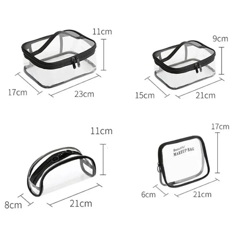 Ship from US Waterproof Transparent PVC Bath Cosmetic Bags Female Makeup Case Travel Zipper Beauty Wash Dryer 250227FBB