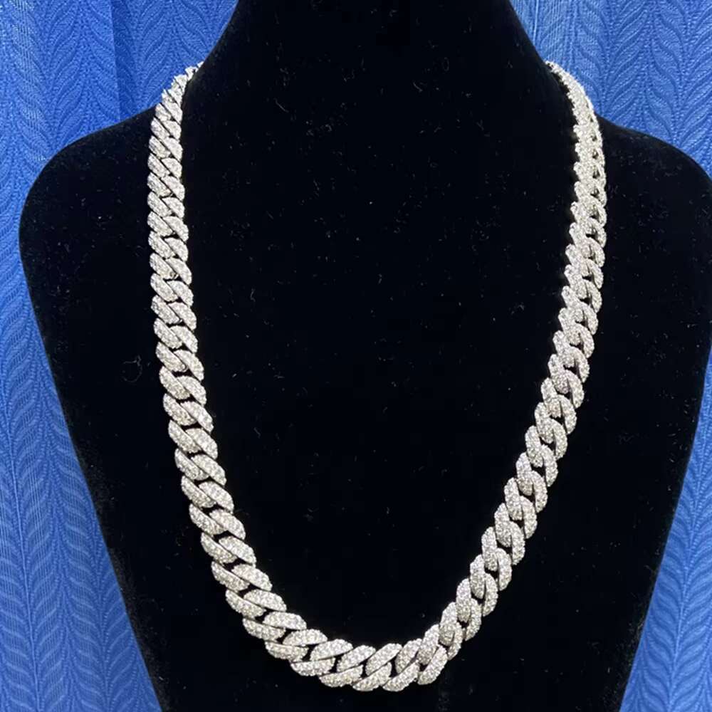 18 Inch 10Mm S Solid Sterg Sier White Gold Out Dia VVS Moissanite Cuban K Miami Chain Necklace Men