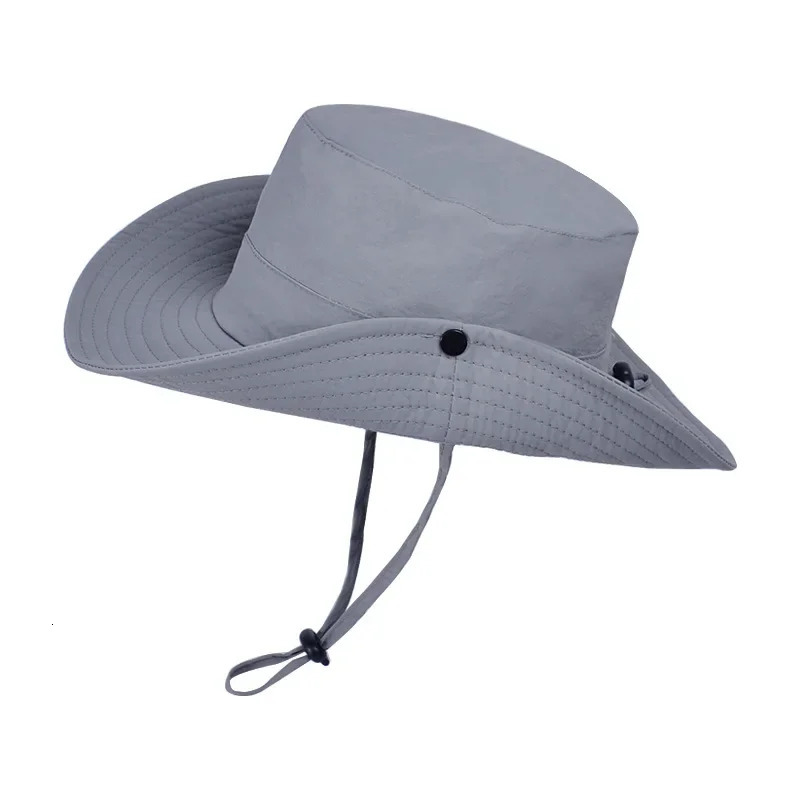 Summer Outdoor Large Eave Visor for Men Mountaineering Fishing Sun Protection Bucket Hats Waterproof Quick-drying Fisherman Hat 250218
