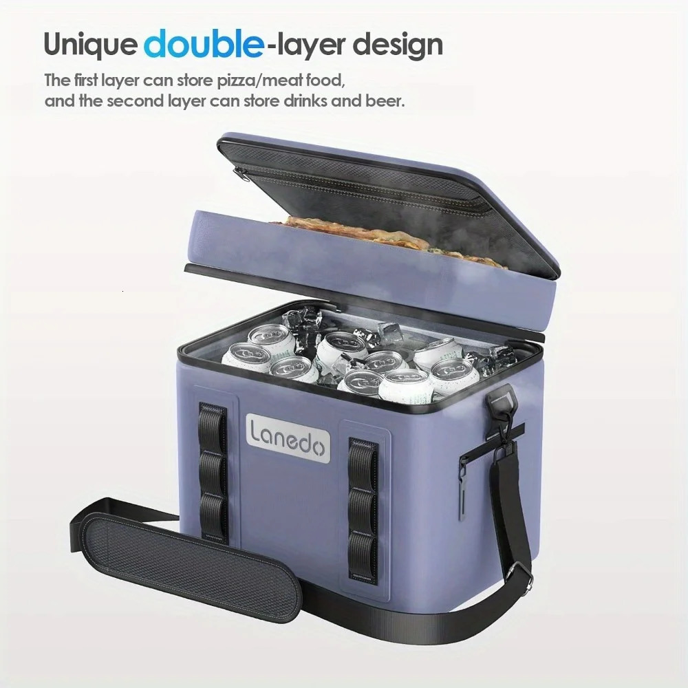 Ship from US Lanedo Lunch Soft Cooler 20 Can Carrying Handle Insulated Bag Portable Ice Chest BoxGray 250227FBB