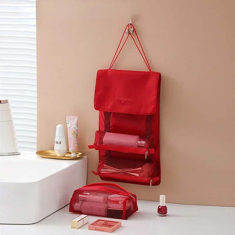 Ship from US Travel Cosmetic Bag Women Mesh Make Up Box Bags Beautician Necessaries Toiletry Makeup Brushes Lipstick Storage Organizer 250227FBB