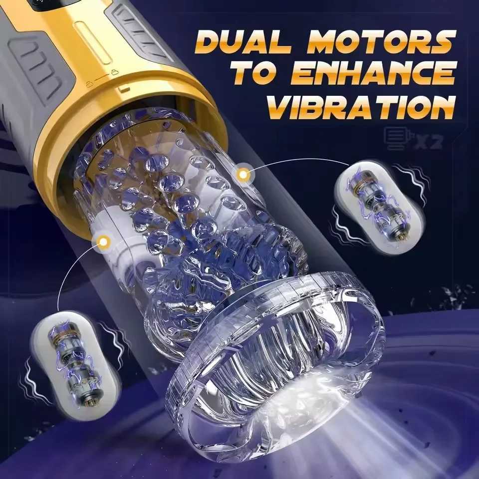 6-in-1 automatic male masturbator with 7-stimulus rotating mode masturbator cup equipped with LCD display screen suction pocket cat sex toyXJ250227