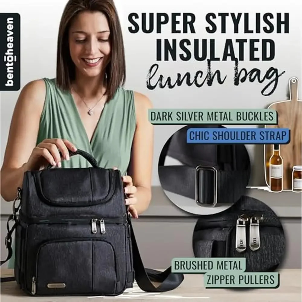Ship from US Insulated lunch bag with large capacity doublelayer leak proof highquality material mens 24 can soft box for outdoor travel 250227FBB