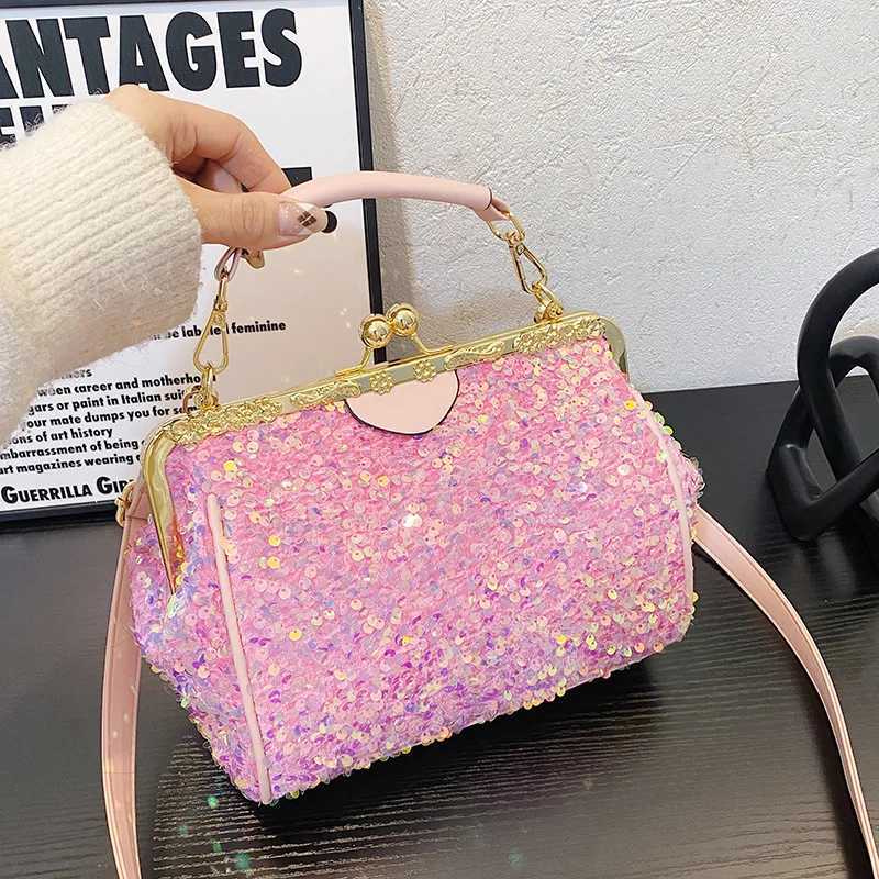New Arrival Satin retro womens evening bag metal flower luxury diamond clutch black pink rhinestone chain wedding shoulder bag T250227