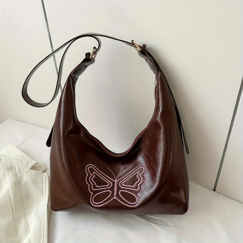 Ship from US Womens Retro Classic PU Leather Crossbody Handbag Y2K n Purse 250227FBB