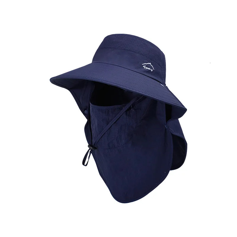 Outdoor Fishing Mountaineering Fisherman Hat Summer Men Face Mask Sunblock Large Brim Shawl Visor Bucket Hats Camping Hiking Cap 250218