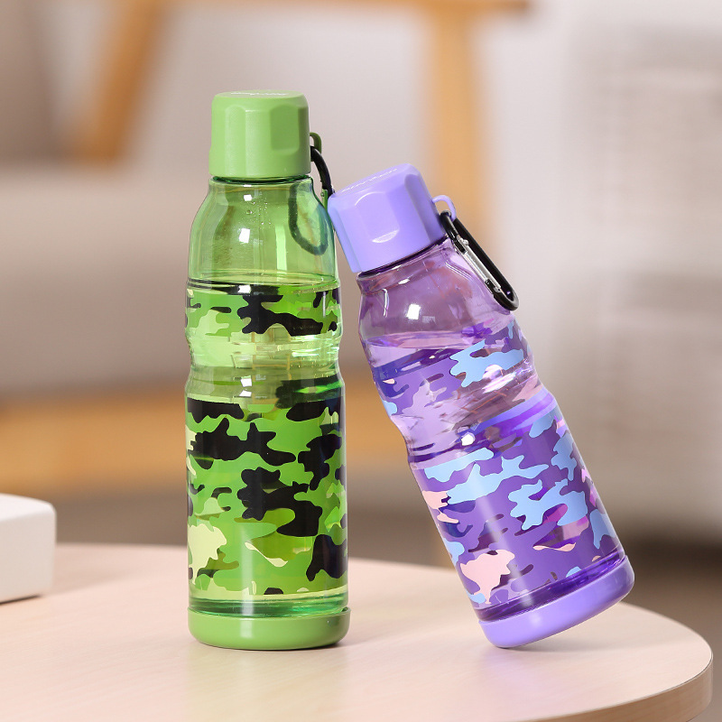 Outdoor Mountaineering Buckle Sports Travel Portable Advertising Gift Camouflage Plastic Water Bottle