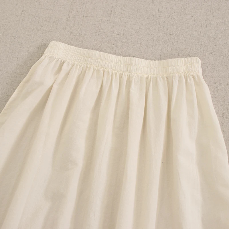 Japanese Sweet Mori Lace Floral Embroidery Cotton Skirt Women Korean High Elastic Waist Loose Underskirt A-line Skirts 250224