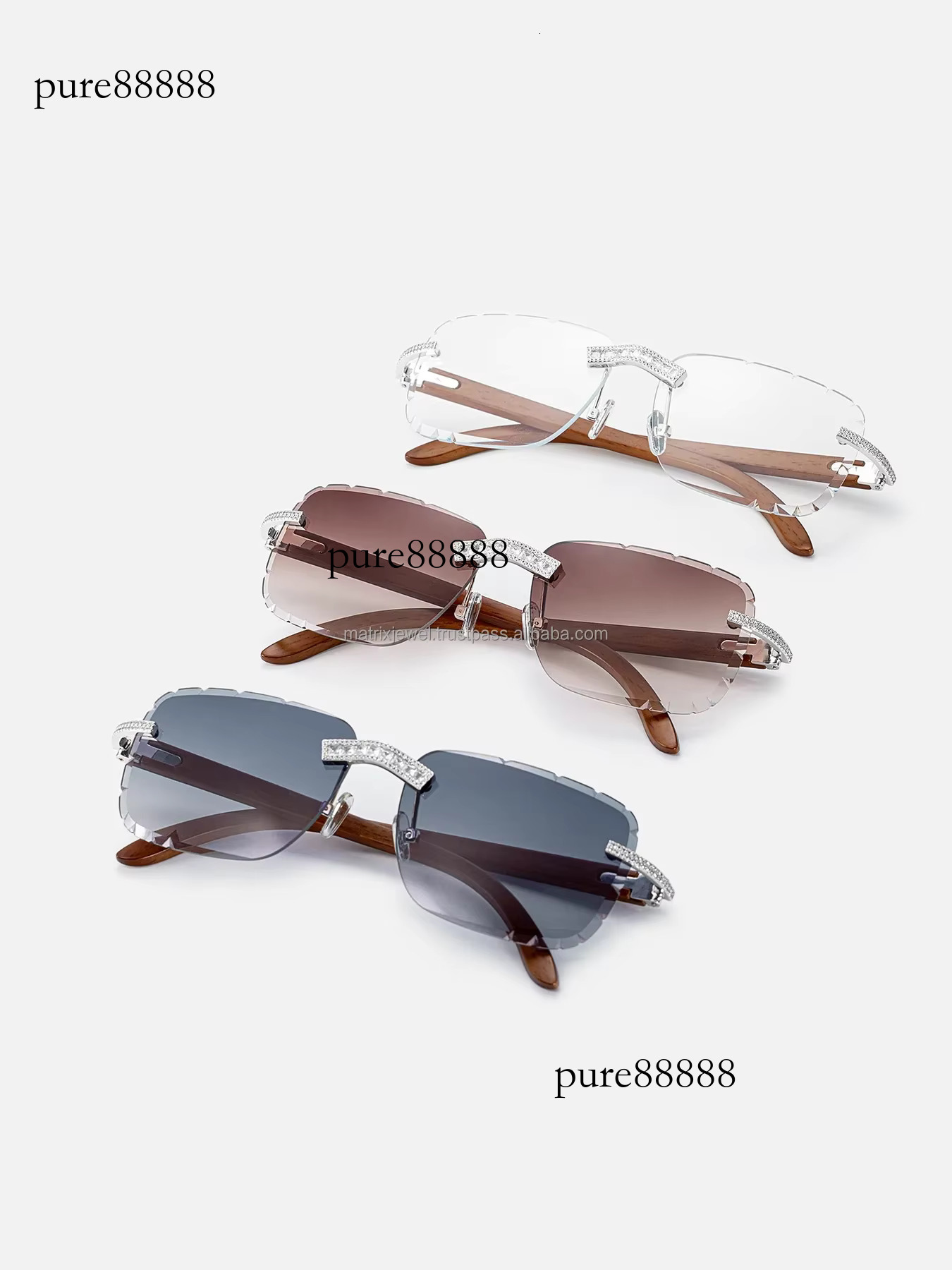 Rapper Rond and Princess Cut GRA Vvs Moissanite Iced Out Dia Sunglasses Hip Hop Jewelry Glasses