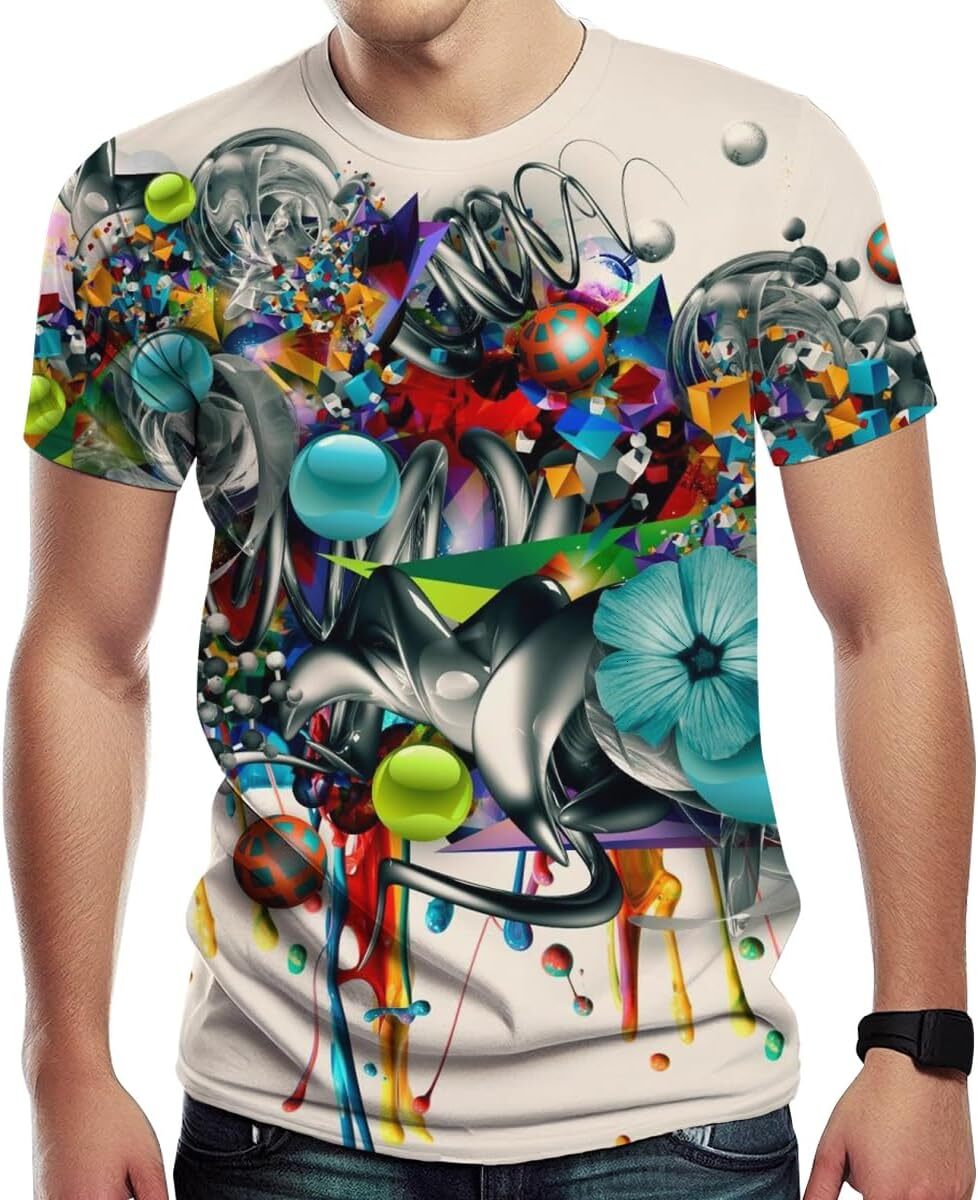 Mens T shirt Men's Novelty Tshirt Hip Hop Graffiti Graphic 3D Print Fashion T Shirts tee Casual tops summer clothes cool