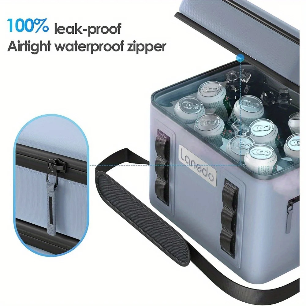 Ship from US Lanedo Lunch Soft Cooler 20 Can Carrying Handle Insulated Bag Portable Ice Chest BoxGray 250227FBB