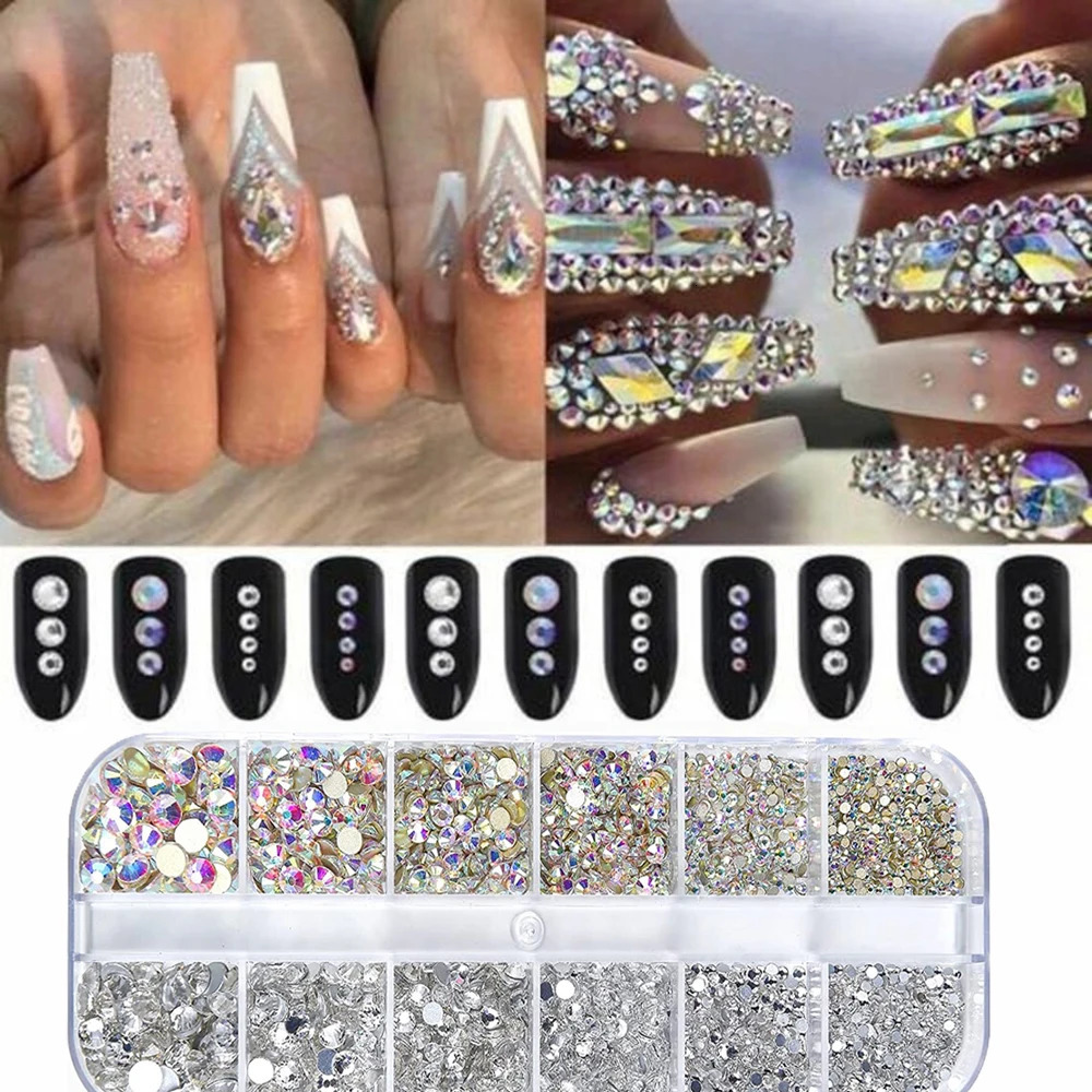Nail Art s Kit 2400pcs Gems Ab Flatback Stones with Storage Organizer for n Bright Holiday 250217