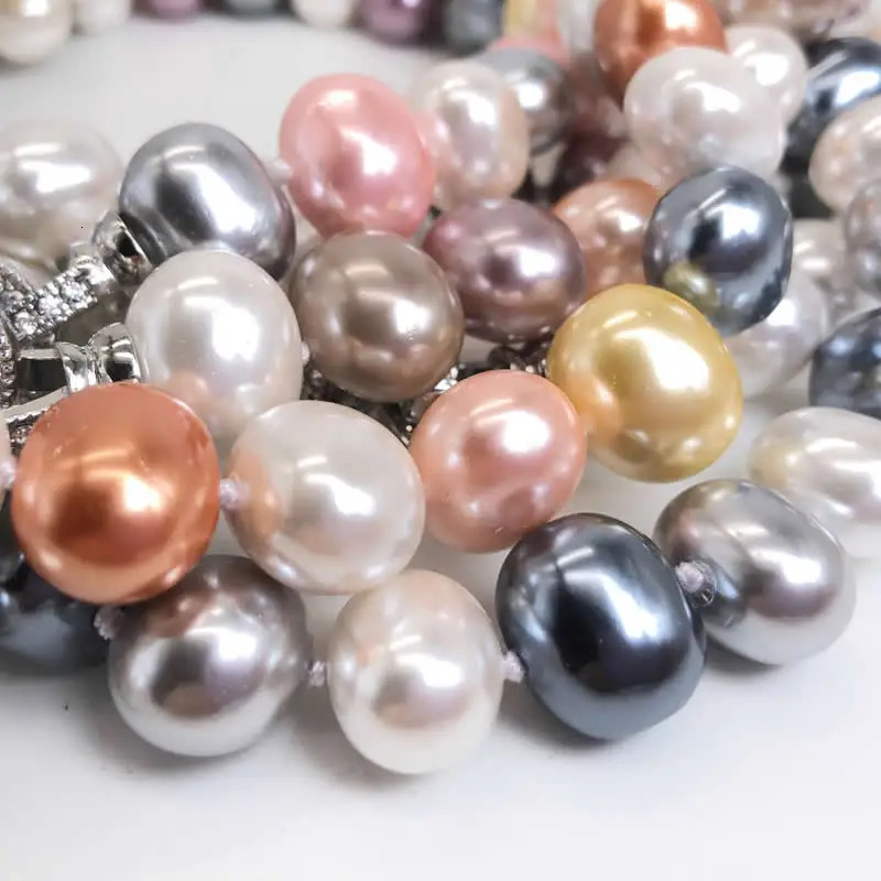 Multiple colors Elegant Classic Jewelry 12-15mm Large Shell Pearl Necklace for Women 42-45CM Length sweater chain 250222