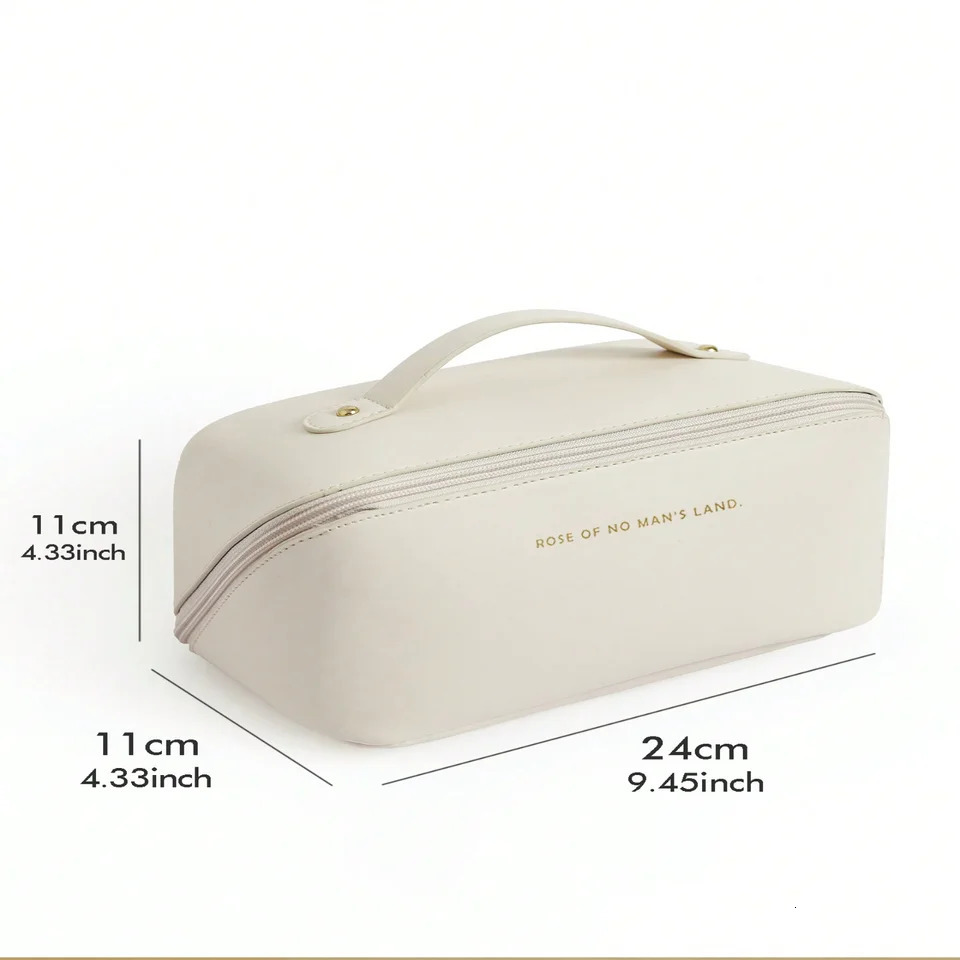 Ship from US Makeup Bag Large Capacity Travel Cosmetic Portable PU Leather Waterproof Women Organizer With Handle And D 250227FBB