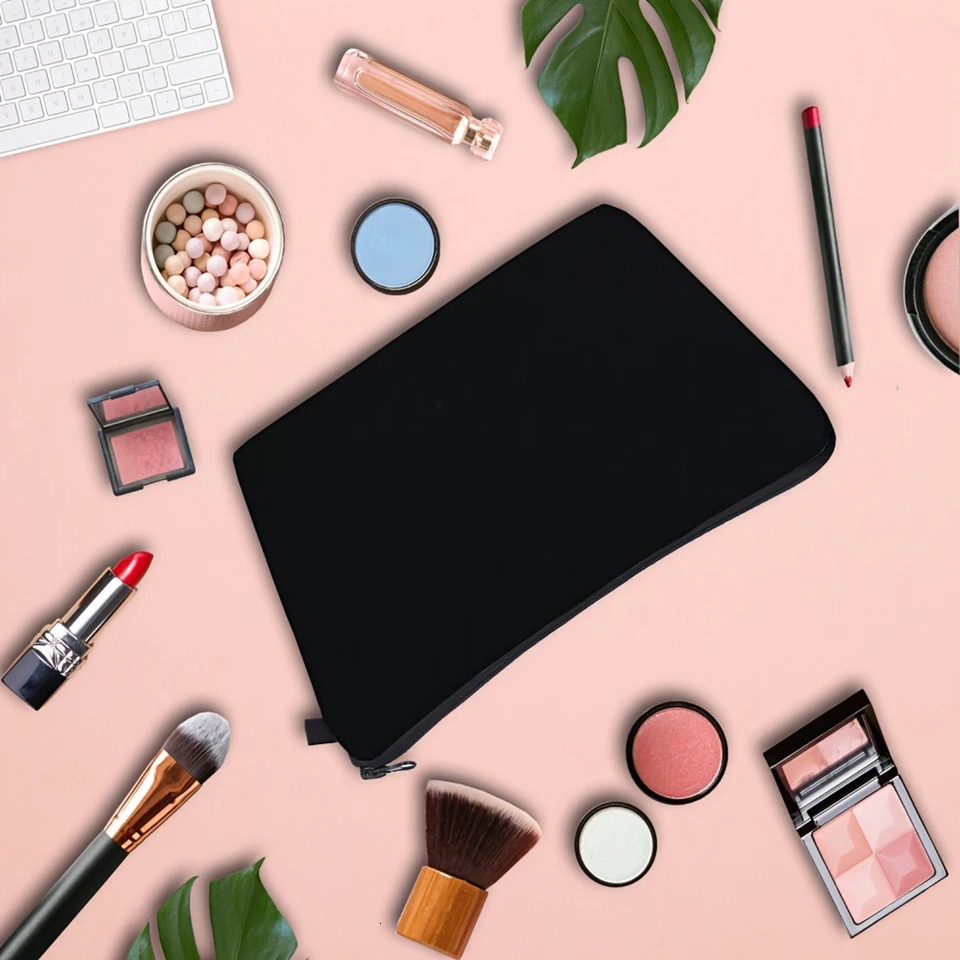 Ship from US Small Waterproof Cosmetic Bag Compact Travel Makeup Pouch for Women Perfect Toiletries and Beauty Sleek Black Color white 250227FBB
