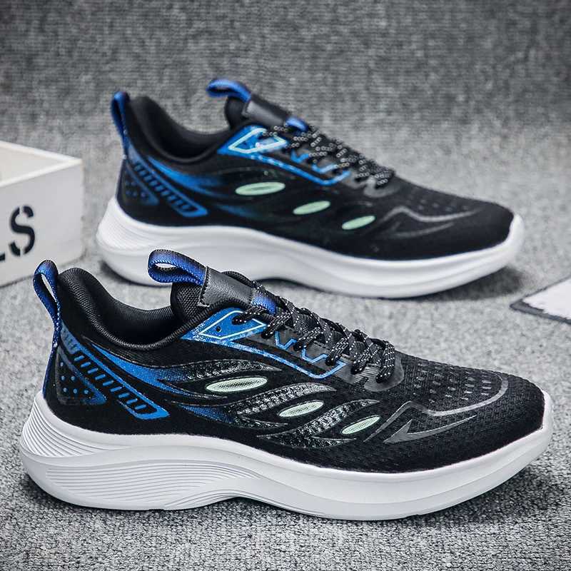 Mens running shoes mesh lightweight casual breathable flat sports shoes 2024 new fashionable lace plus size mens tennis shoes Z250227