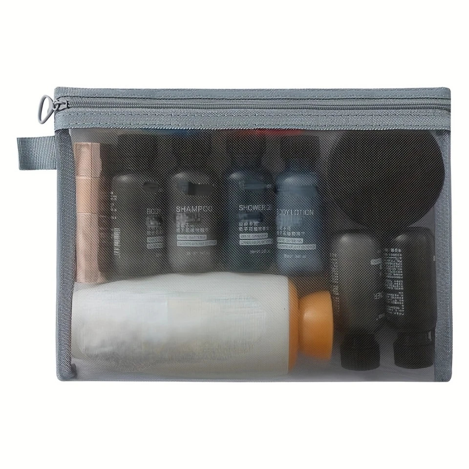 Ship from US 13pcs Transparent Mesh Cosmetic Bag Multifunctional Travel Portable Lipstick Skin Care Product Wash 250227FBB