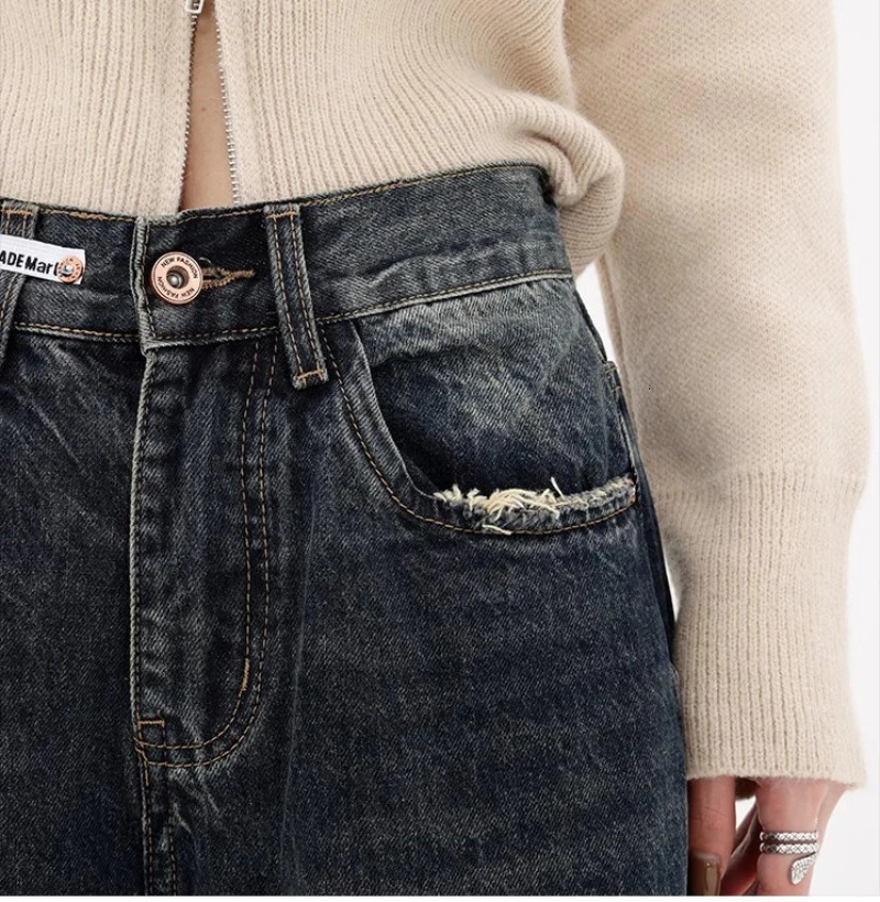 Harajuku Y2K Loose Jeans Womens Streetwear Retro Fashion High Waisted Pants Street Wide Leg Denim Women 250226