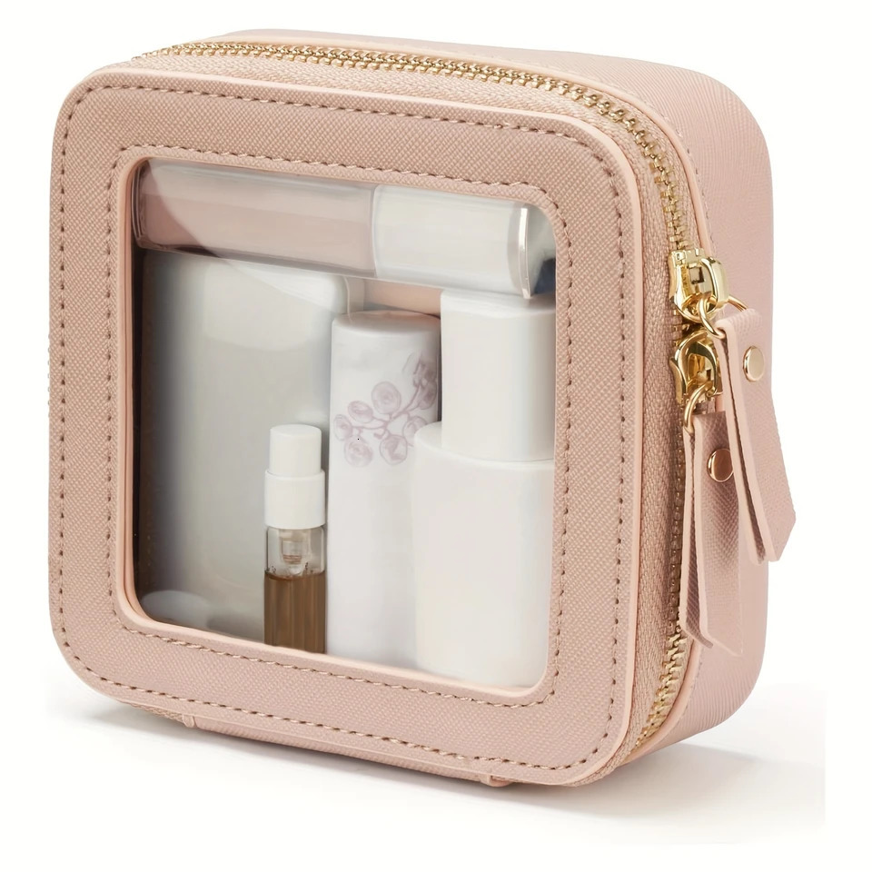 Ship from US Small Makeup Bag For Purse Mini Cosmetic Clear Square Pouch School Cute Leather Make Up Case Travel Organizer Backpa 250227FBB