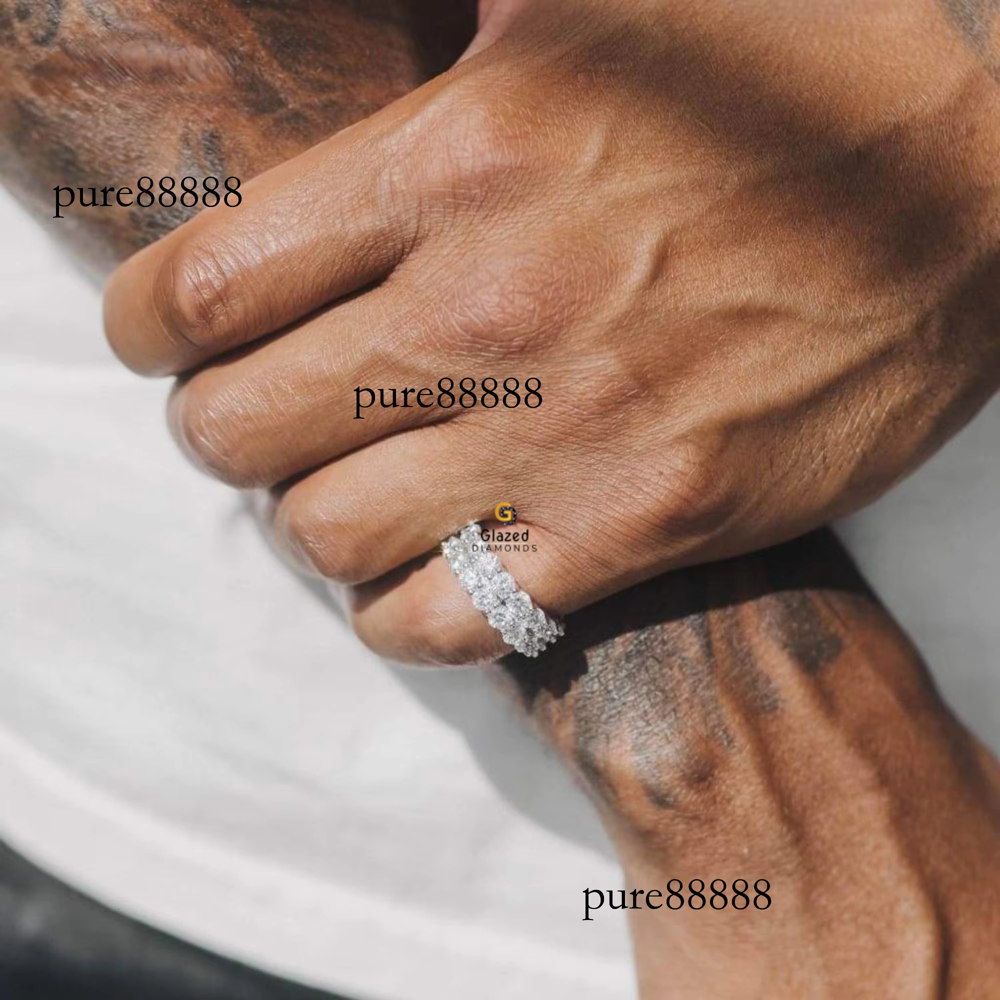 Hip Hop Inspired Fully Iced Out Moissanite Dia Ring Crafted in Sterg Sier With Enhanced VVS Clarity