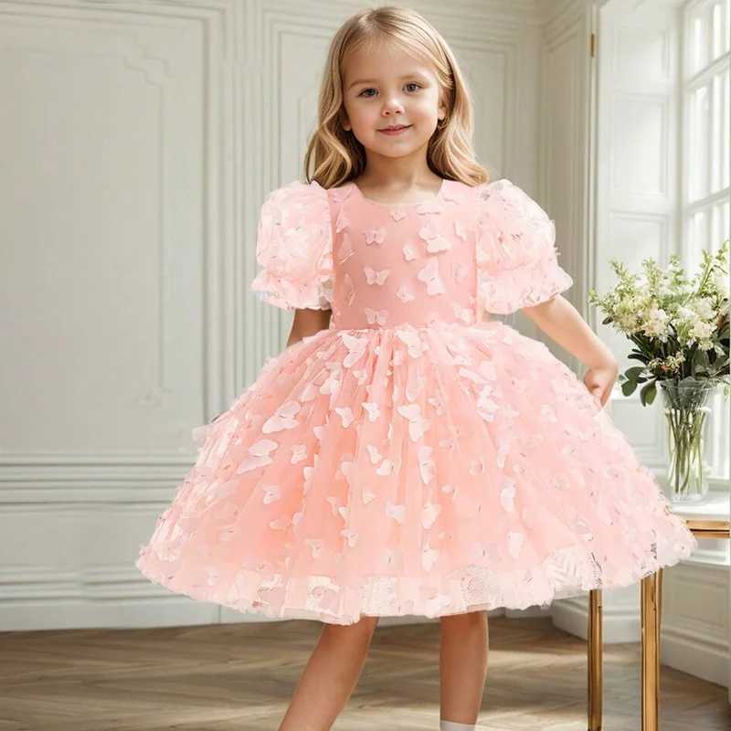 Girl's Dresses Baby girl princess summer dress 1-6 years old childrens casual clothing 3D butterfly cute party beautiful dress Y250227JFTJ