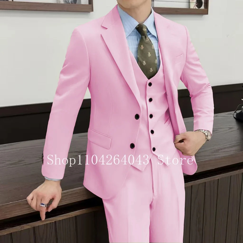 Mens tailcoat 3-piece jacket jacket and pants set notch lapel elegant wedding dress business evening gown party set 250224