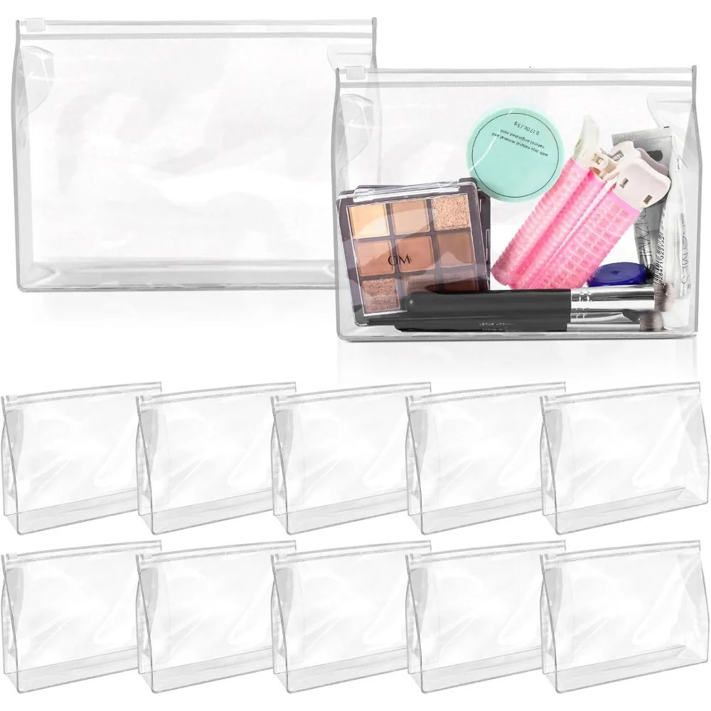 Ship from US Mini transparent makeup bag tissue small waterproof zipper plastic cosmetic 250227FBB