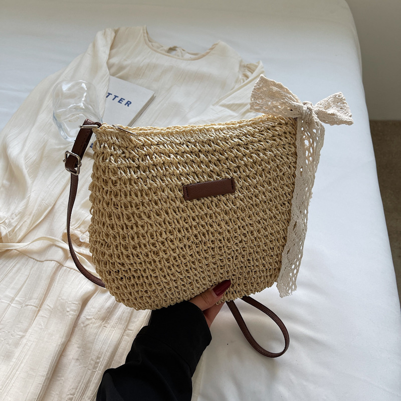 Crossbody straw woven for women, large capacity 2025 new summer versatile bucket bag, vacation beach bag #swissmilitary