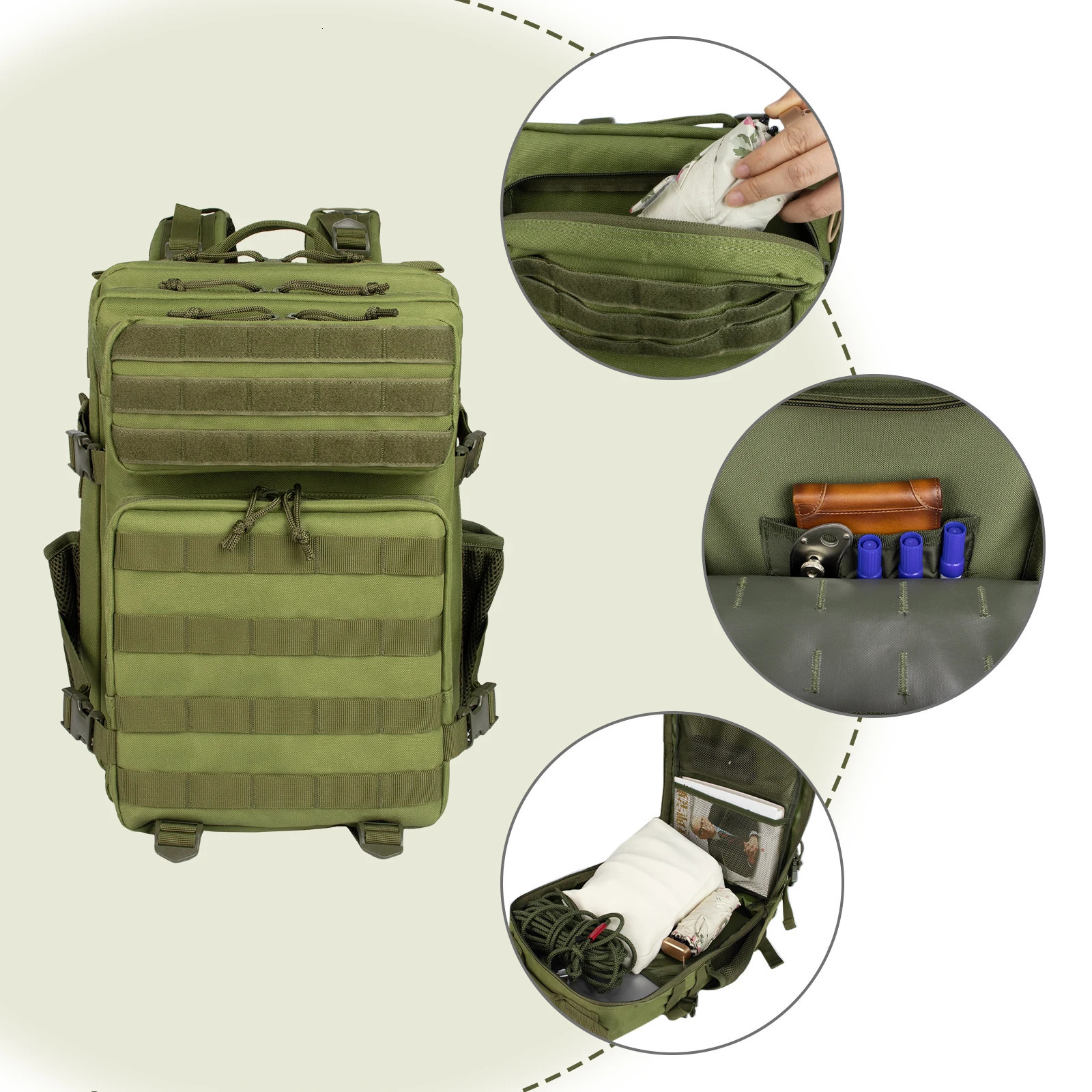 Ship from US 35L Tactical Backpack 3 Day Molle Assault Pack Large Army Bug Out Bag Rucksack Daypack for Men Outdoor Hiking Camp 250227FBB